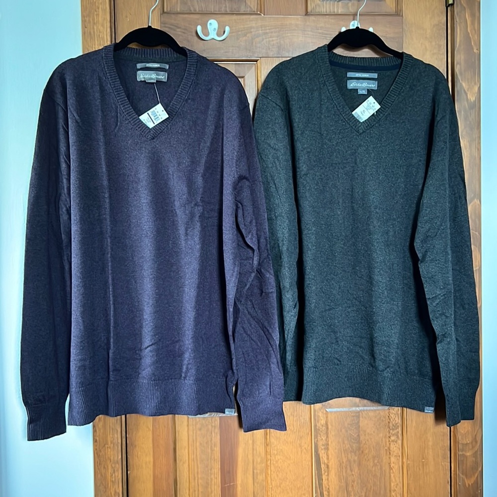 2-1 Eddie Bauer V-Neck Cotton Sweaters